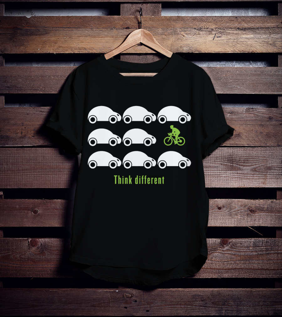 Think Different Cycling With Cars T-Shirt