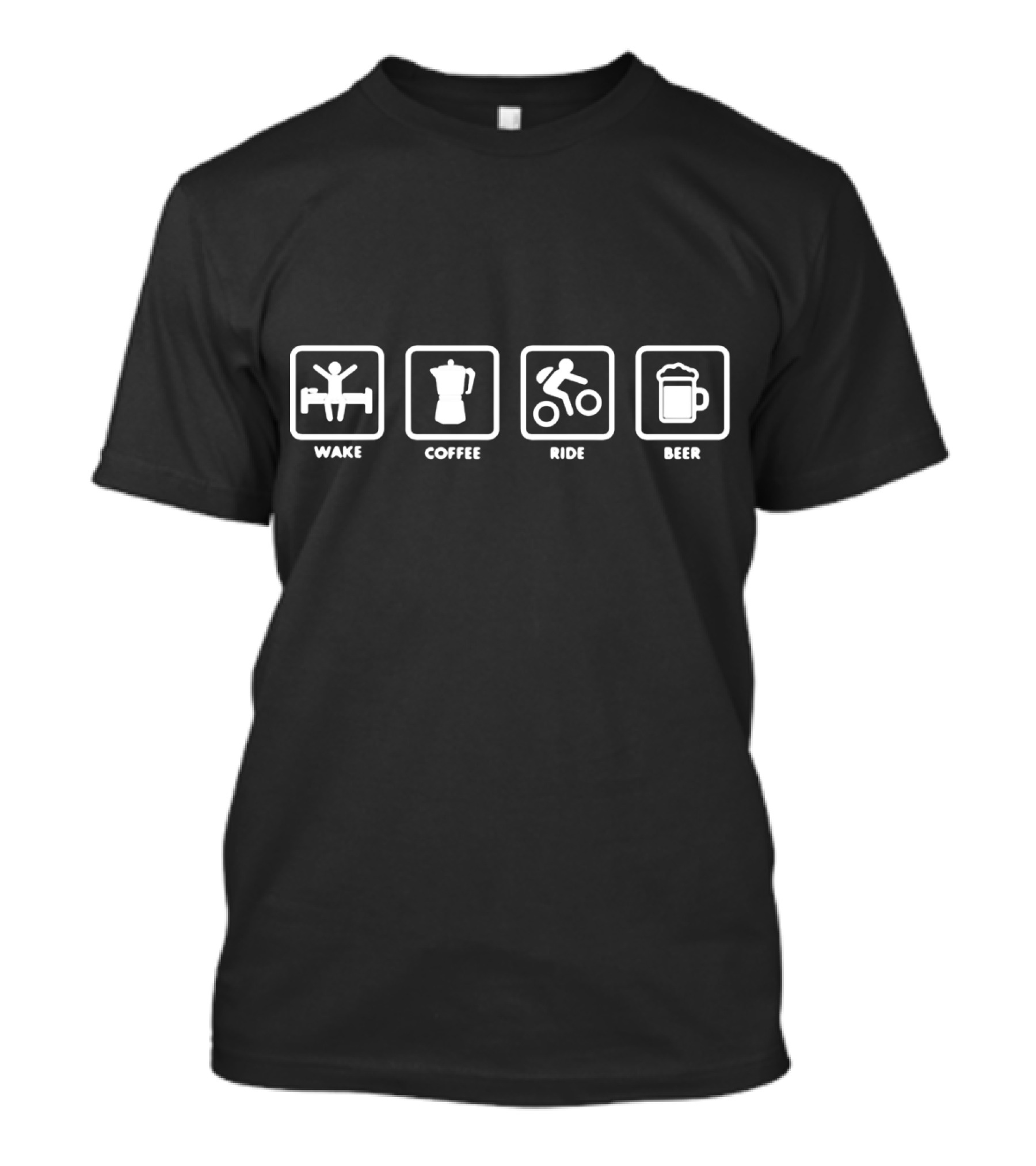 Wake Coffee Ride Beer Funny Mtb Bike Cycle Cycling Routine T-Shirt