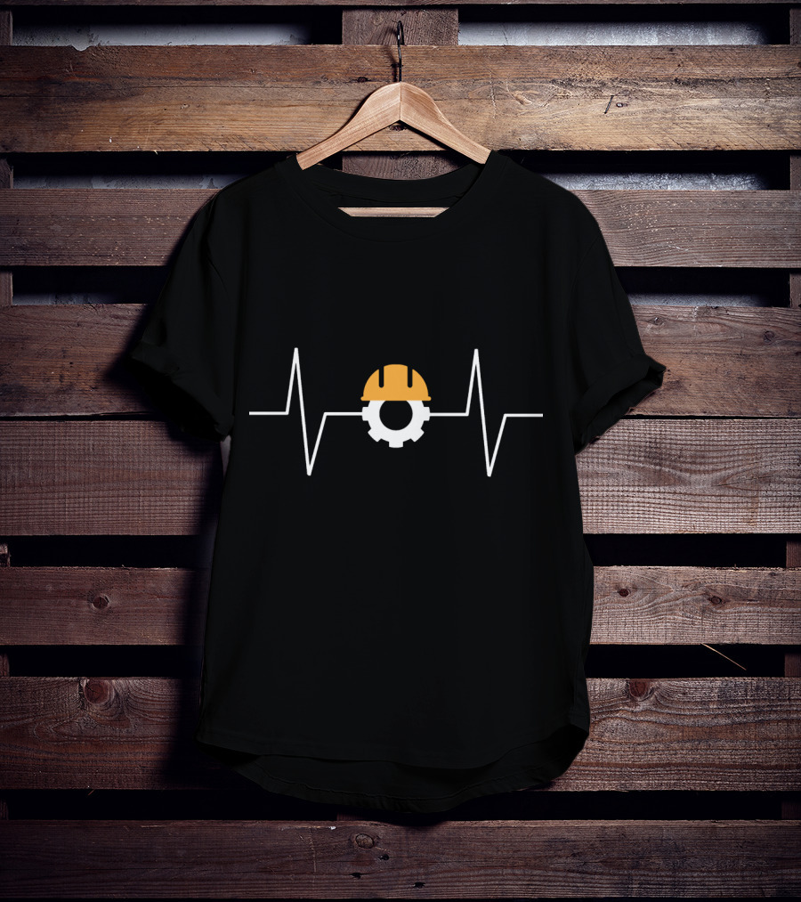 Civil Engineer Heartbeat EKG Hard Hat Gear Engineering T-Shirt