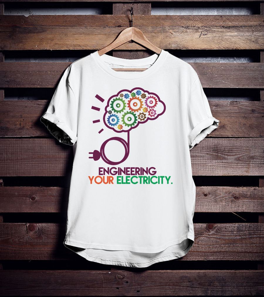 Engineering Your Electricity Colorful Gear Brain Plug T-Shirt
