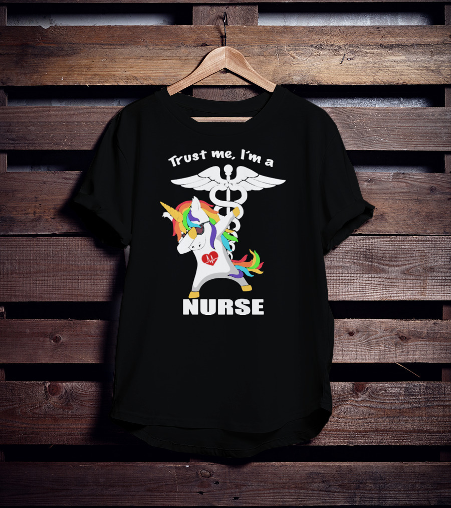 Trust Me I'm A Nurse Unicorn Dabbing With Caduceus T-Shirt