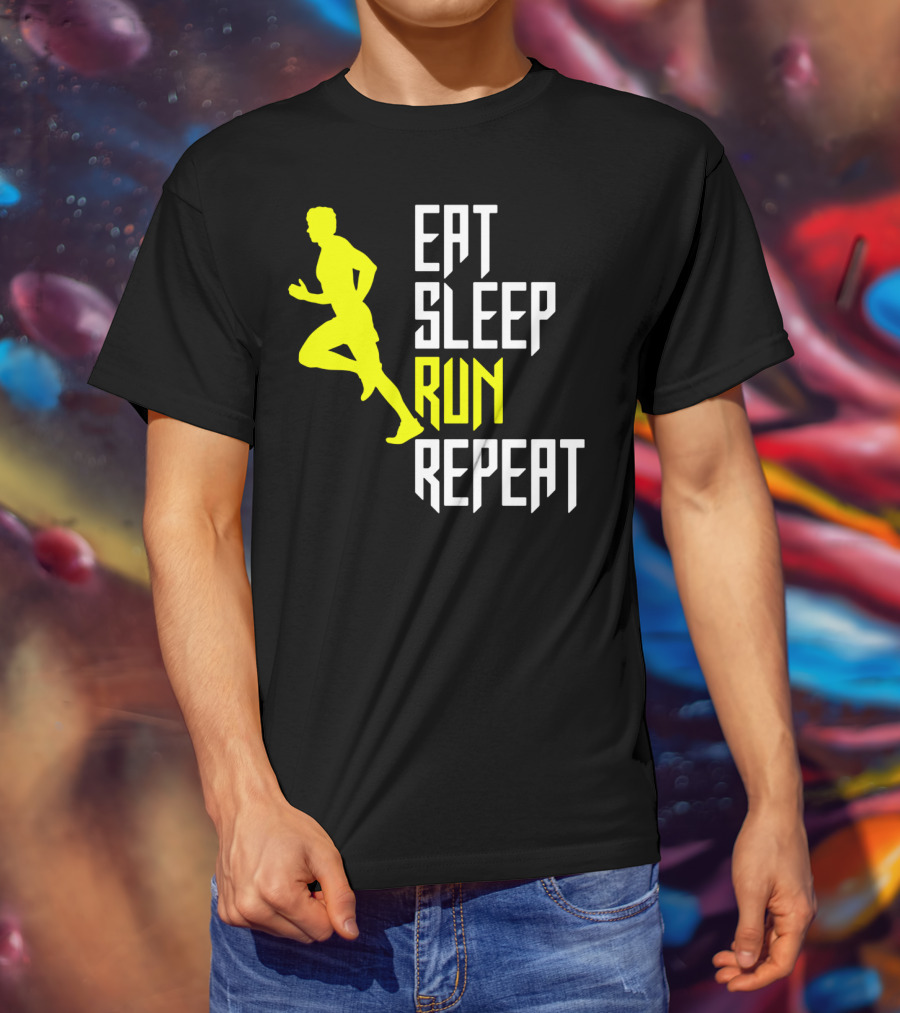 Eat Sleep Run Repeat Funny Jogging Joke T-Shirt