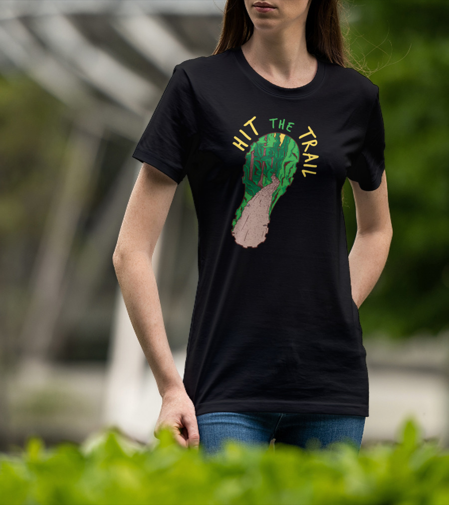 Hit The Trail Running Trail Footprint Pathway Forest Adventure T-Shirt