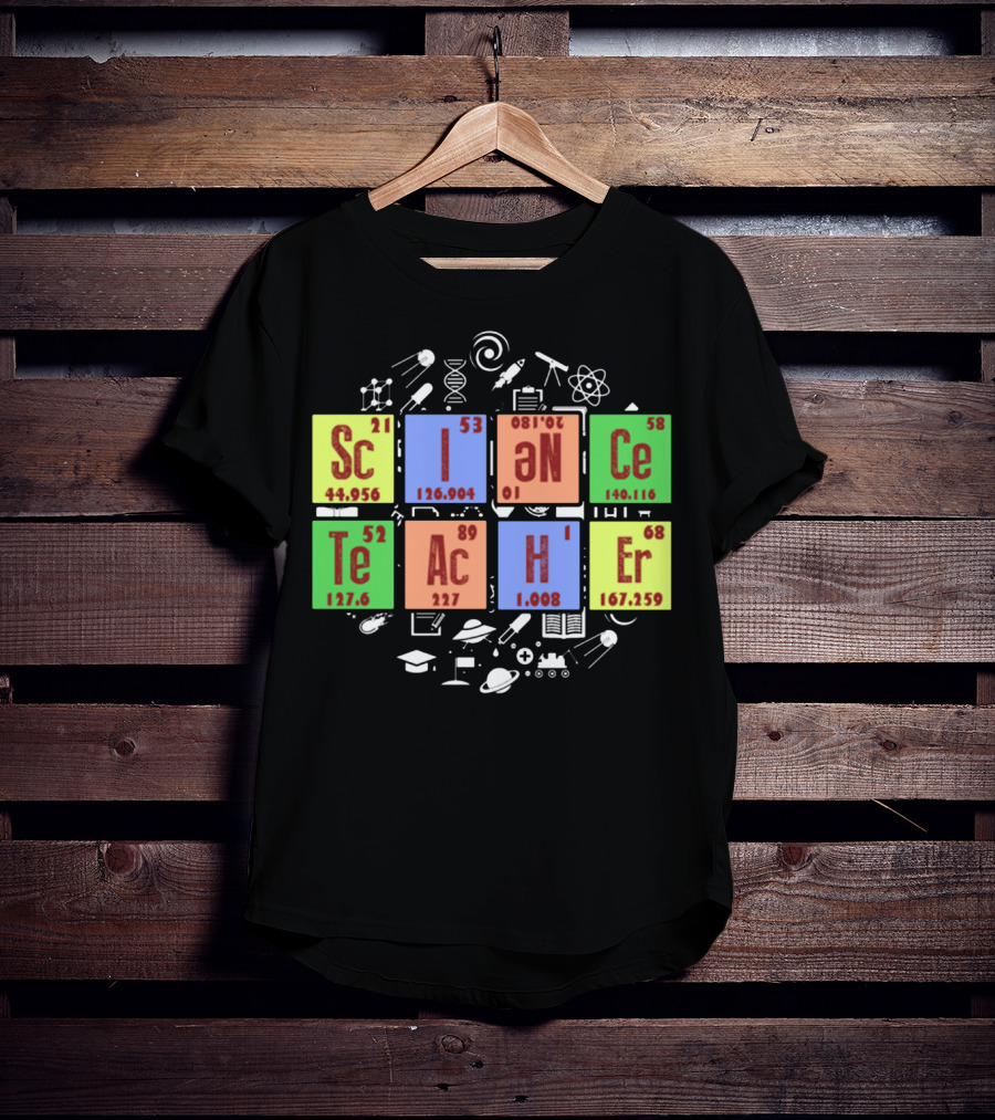 SCIENCE TEACHER Periodic Elements Chemistry Physics Icons T-Shirt