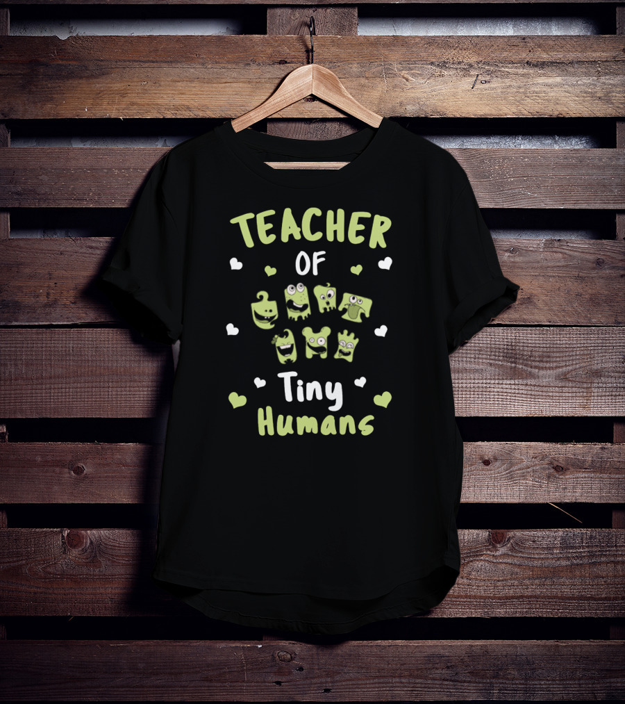 Teacher Of Tiny Humans Cute Monster Hearts T-Shirt