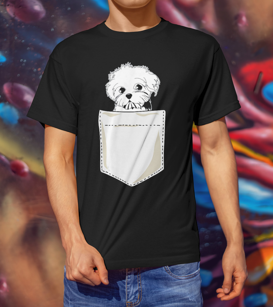Best For Christmas Maltese Dog In Pocket T-Shirt