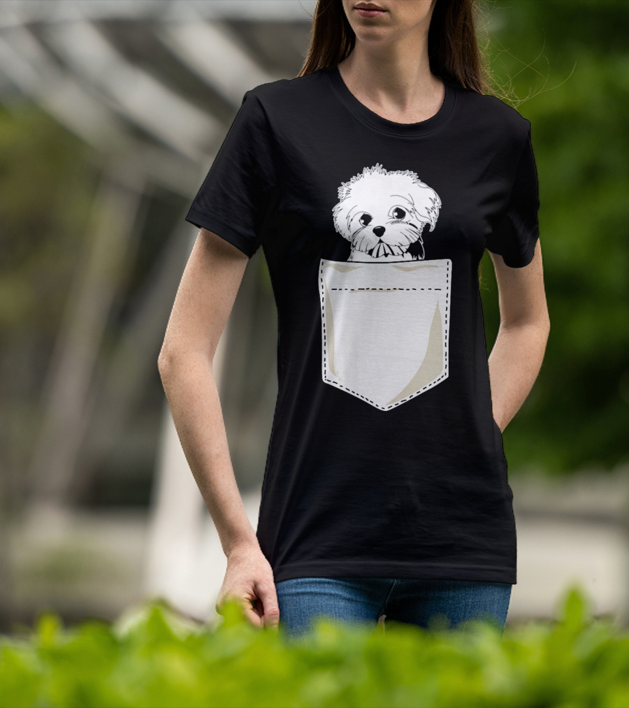 Best For Christmas Maltese Dog In Pocket T-Shirt