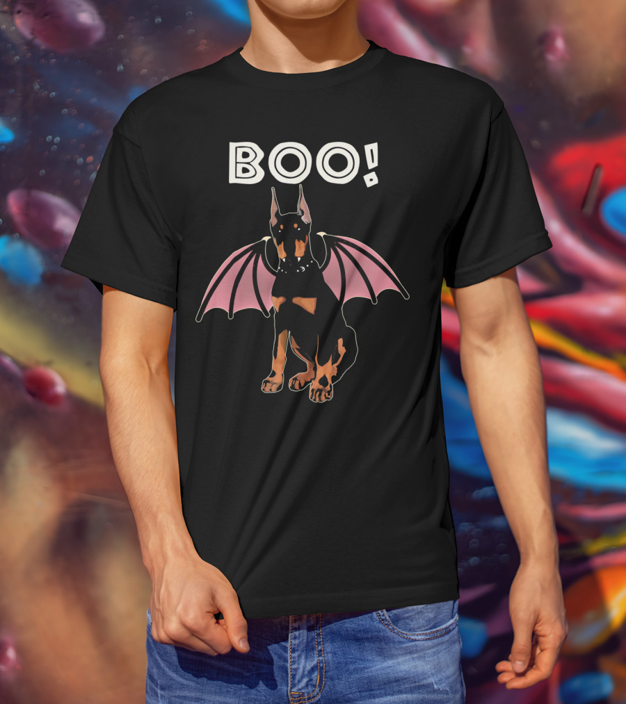 BOO Doberman With Bat Wings T-Shirt