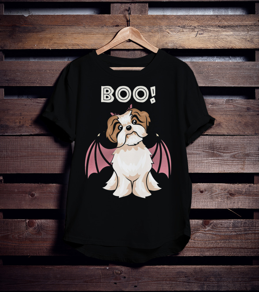 BOO Shih Tzu With Bat Wings T-Shirt