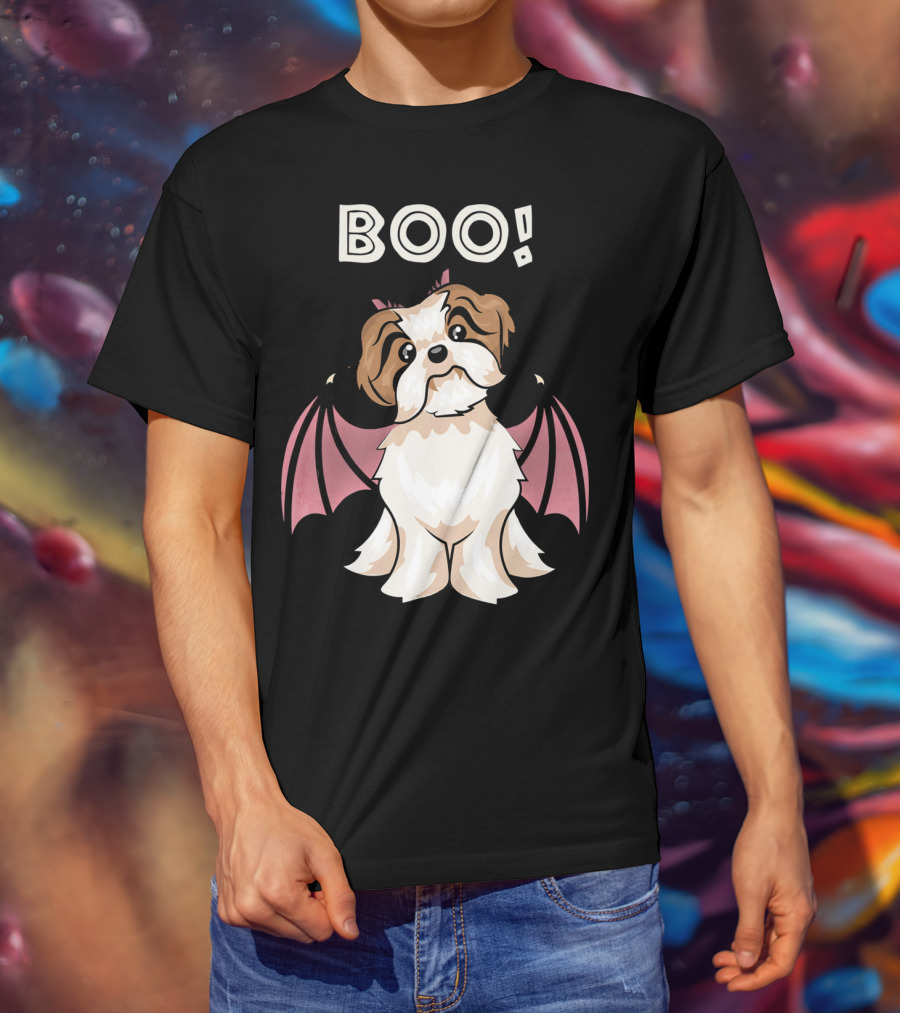 BOO Shih Tzu With Bat Wings T-Shirt