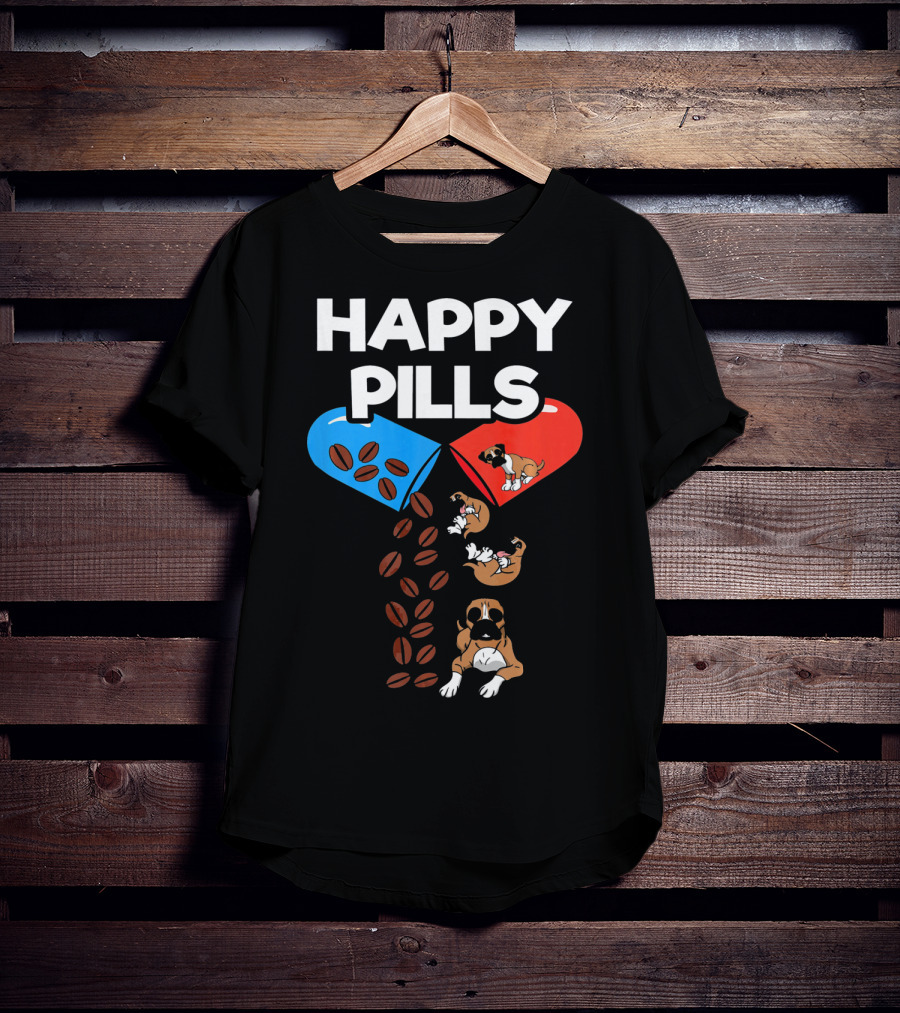 Happy Pills Boxer Dog Coffee Love T-Shirt
