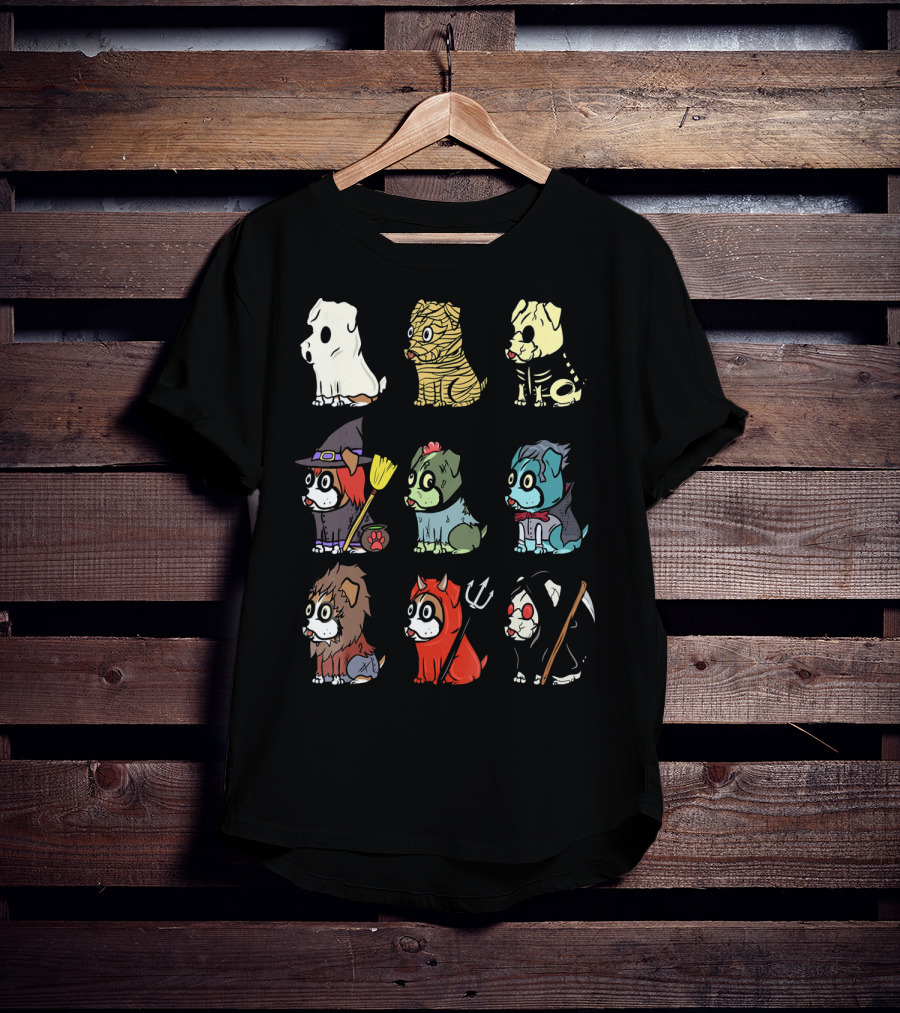Spooky Boxer Dog Halloween Costumes Ghost Mummy Zombie Witch Werewolf Devil Grim Reaper T-Shirt