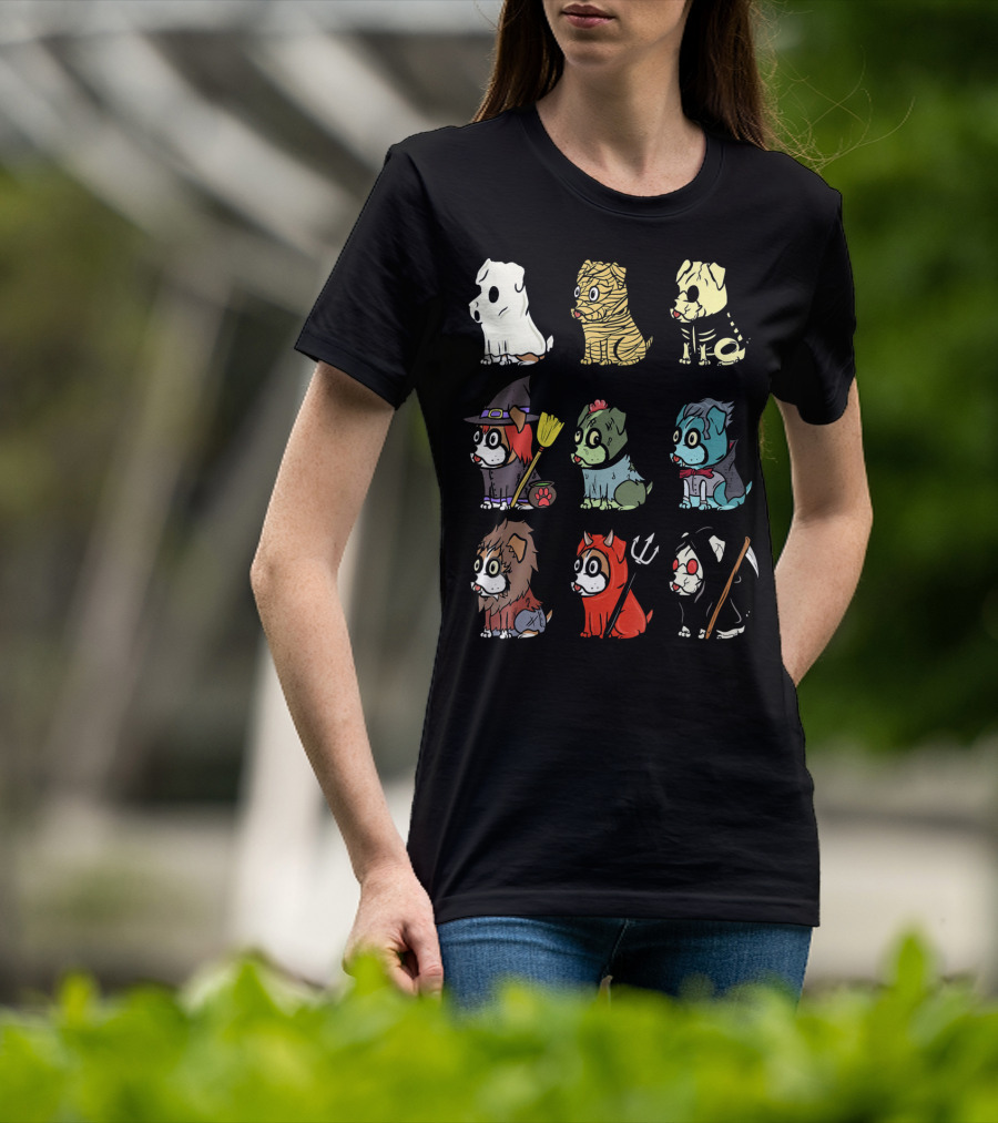 Spooky Boxer Dog Halloween Costumes Ghost Mummy Zombie Witch Werewolf Devil Grim Reaper T-Shirt