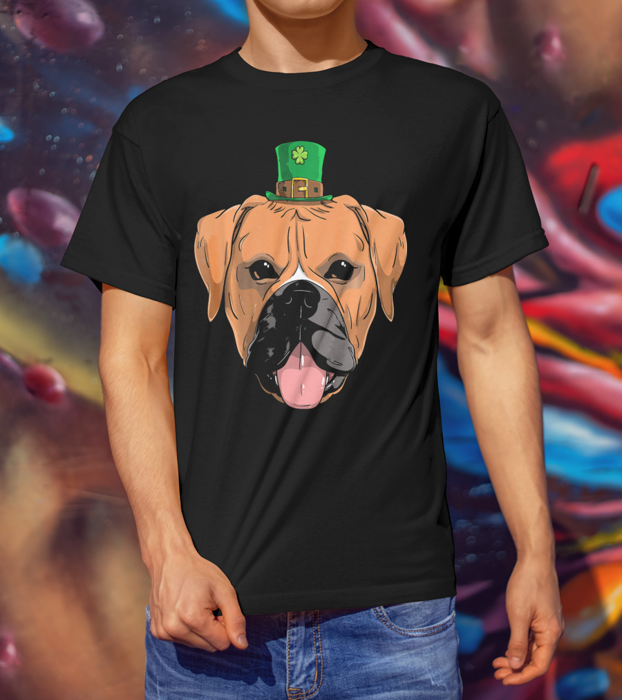Boxer Dog St Patricks Day Leprechaun Puppy With Hat T-Shirt