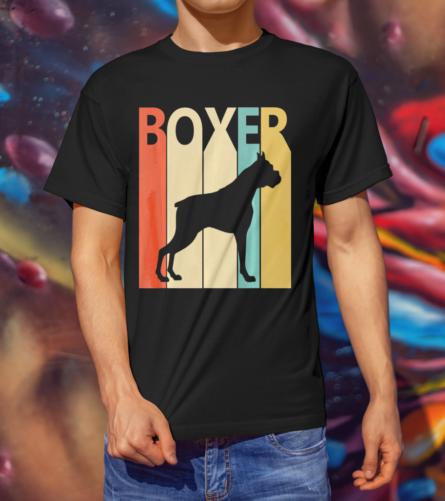 Boxer Retro Style Silhouette For Dog Dad Or T-Shirt
