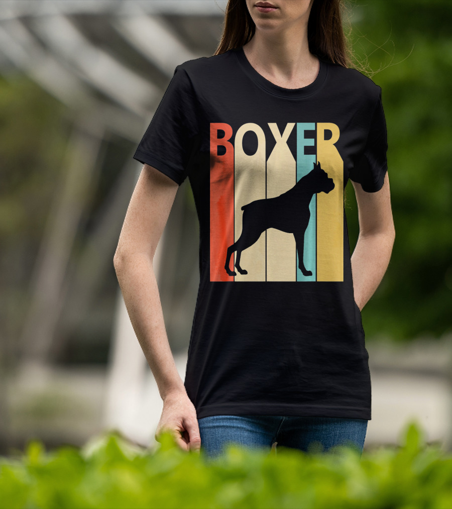 Boxer Retro Style Silhouette For Dog Dad Or T-Shirt