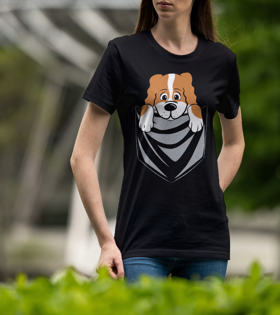 Cavalier King Charles Spaniel Cartoon Pocket Pup T-Shirt