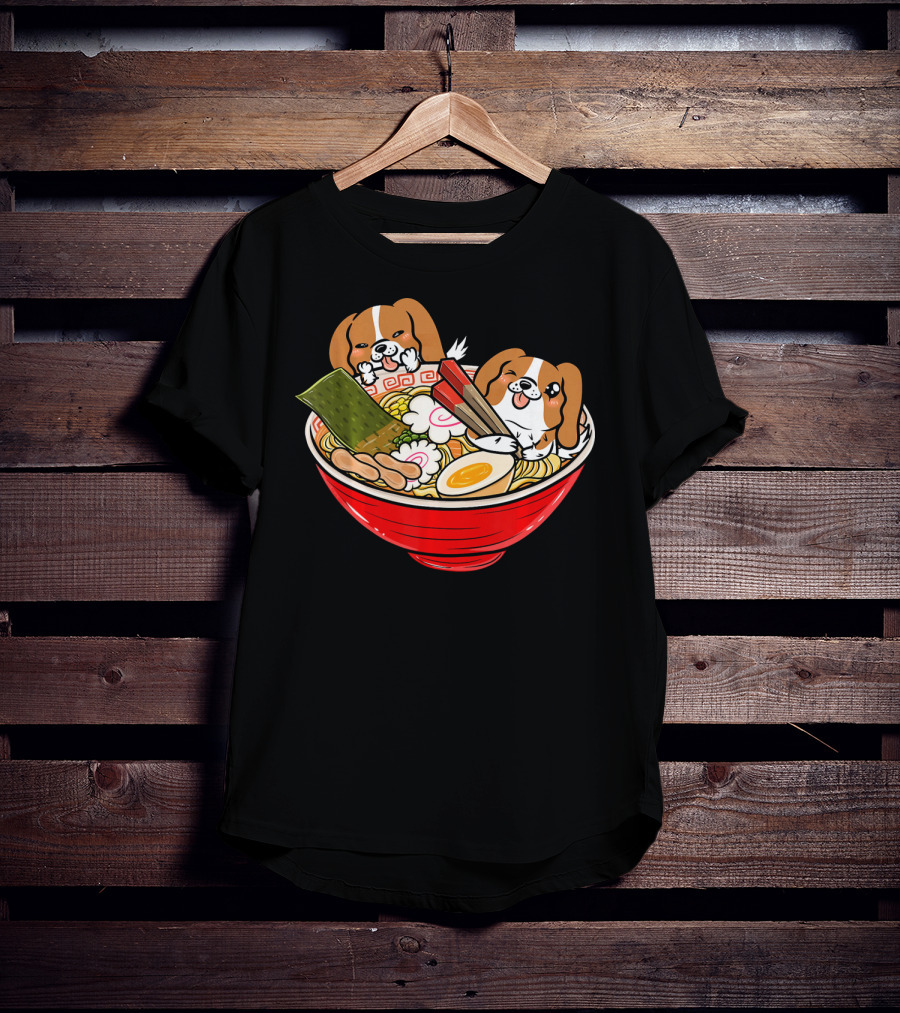 Cavalier King Charles Spaniel Kawaii Japanese Ramen Bowl T-Shirt