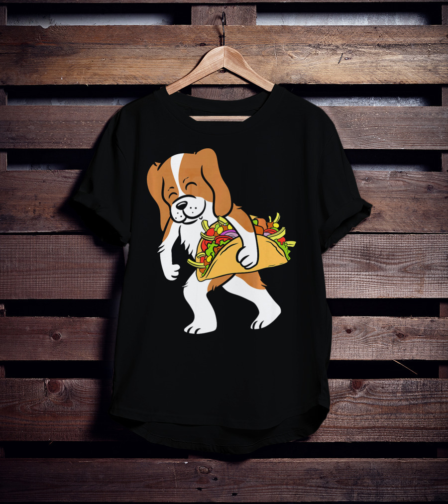 Cavalier King Charles Spaniel Carrying Taco With Vegetables T-Shirt