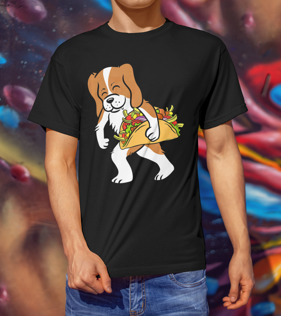 Cavalier King Charles Spaniel Carrying Taco With Vegetables T-Shirt