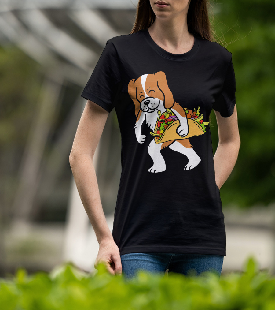 Cavalier King Charles Spaniel Carrying Taco With Vegetables T-Shirt