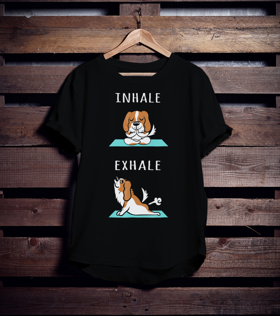Cavalier King Charles Spaniel Inhale Exhale Yoga Mat T-Shirt