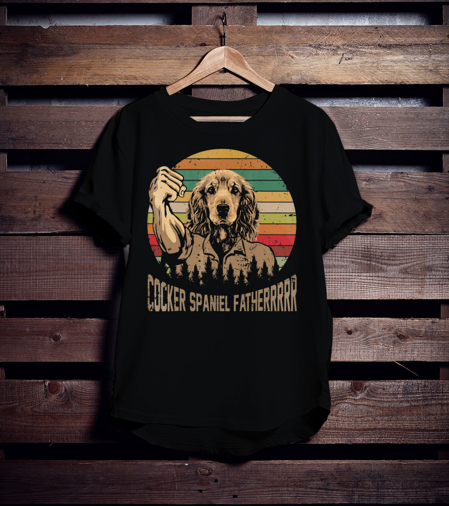 Cocker Spaniel Fatherrrr Retro Dog T-Shirt
