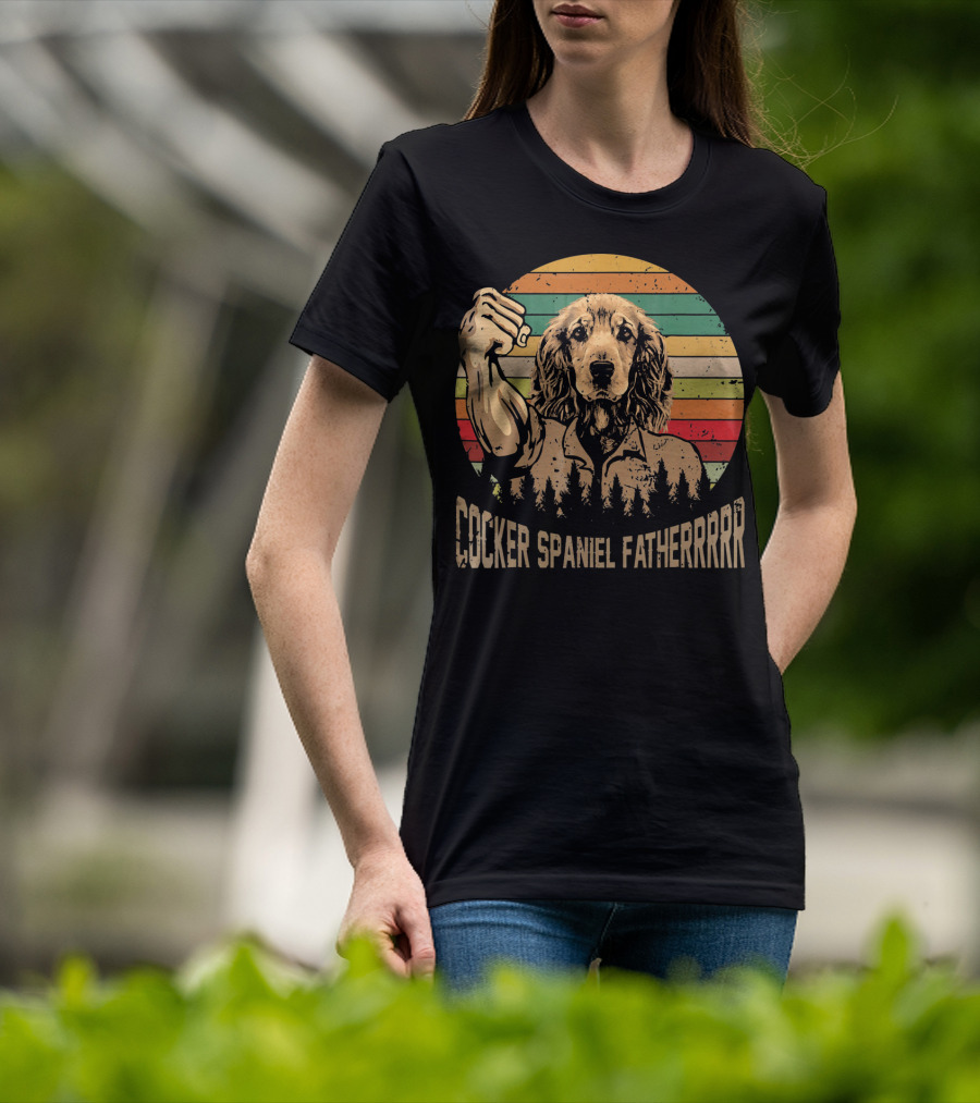 Cocker Spaniel Fatherrrr Retro Dog T-Shirt