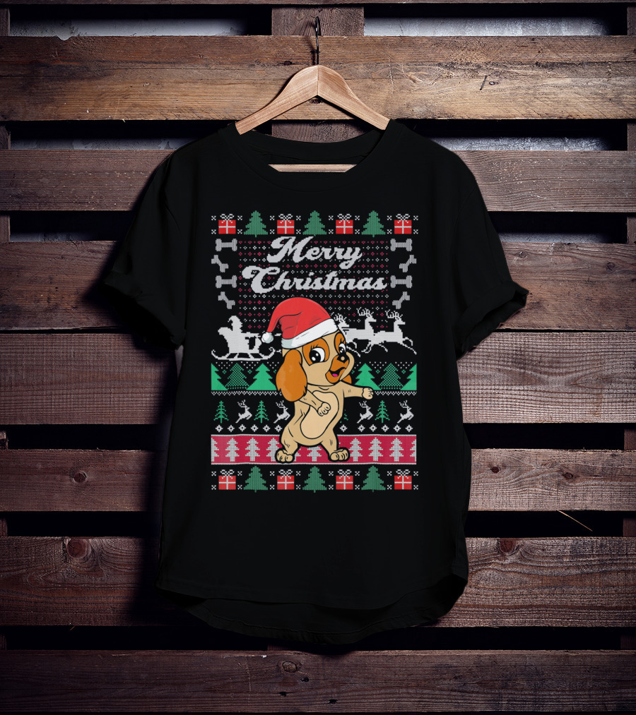 Cocker Spaniel Merry Christmas Santa Hat Ugly Xmas Dog T-Shirt