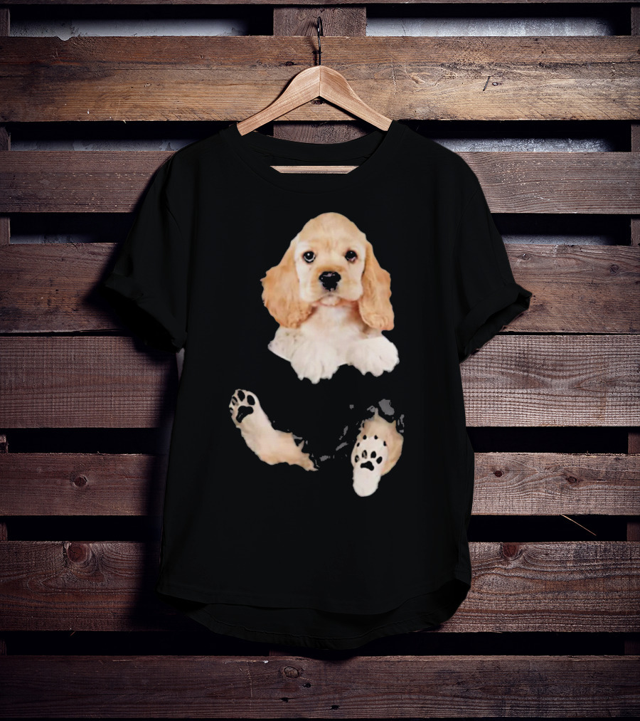 Cocker Spaniel Pocket Dog Lover Puppy Face Paw Prints T-Shirt