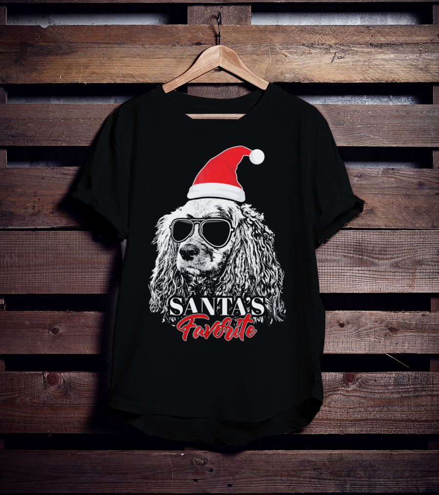 Cocker Spaniel Santa's Favorite Christmas Hat Sunglasses T-Shirt