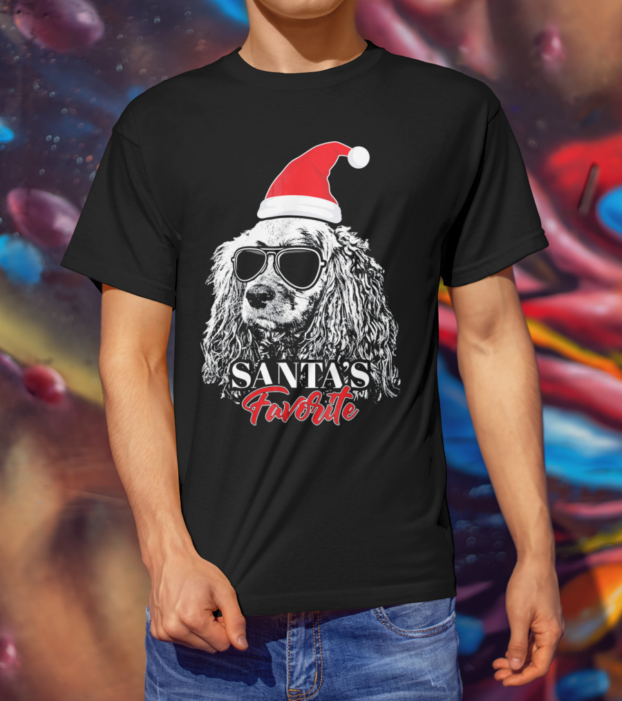 Cocker Spaniel Santa's Favorite Christmas Hat Sunglasses T-Shirt