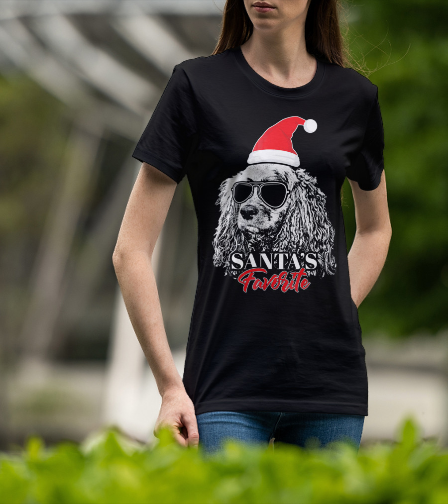 Cocker Spaniel Santa's Favorite Christmas Hat Sunglasses T-Shirt