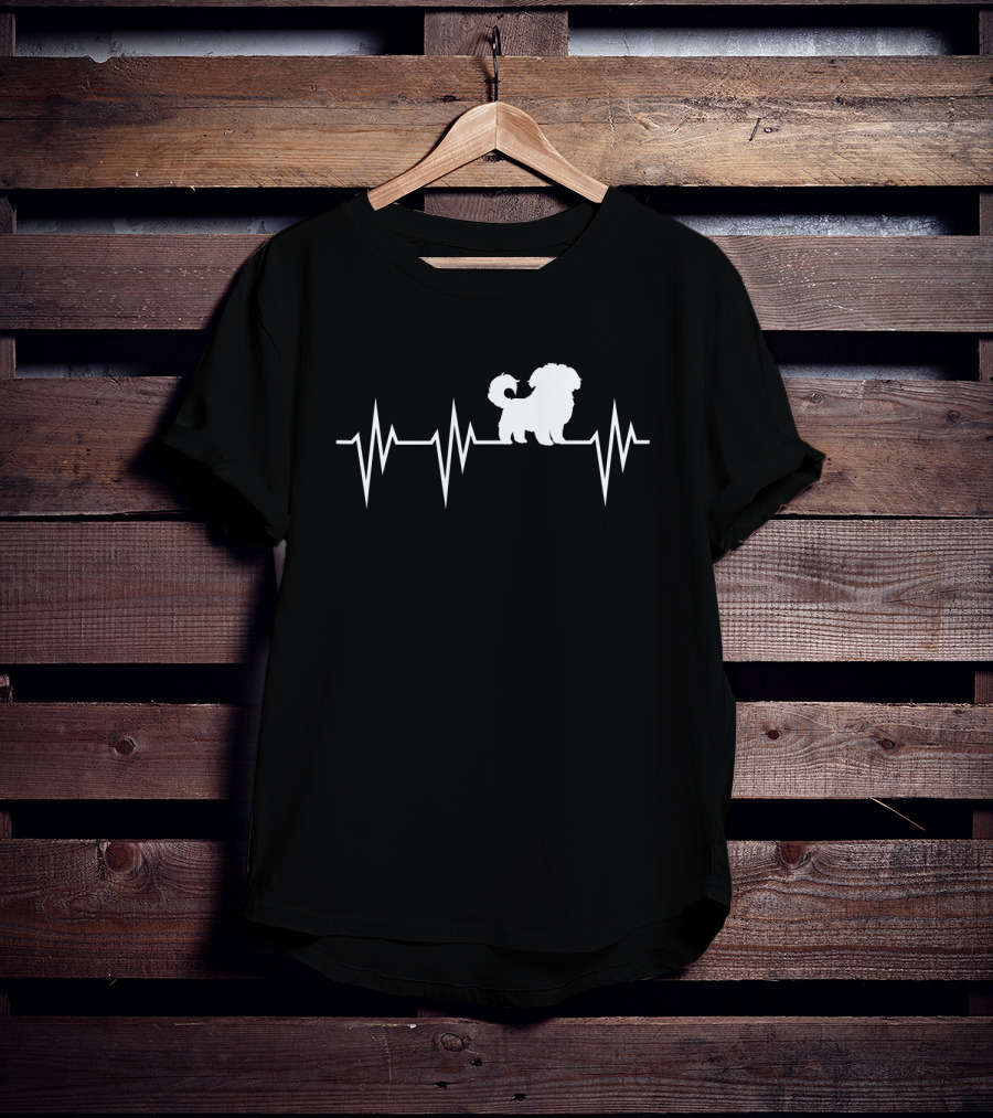 Cute Maltese Dog Heartbeat Pulse Maltese Dog T-Shirt