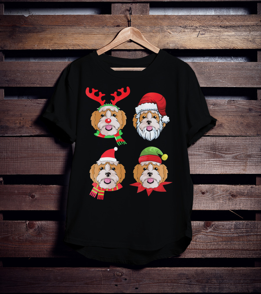 Cute Shih Tzu Christmas Santa Dog Reindeer Holiday Hats T-Shirt