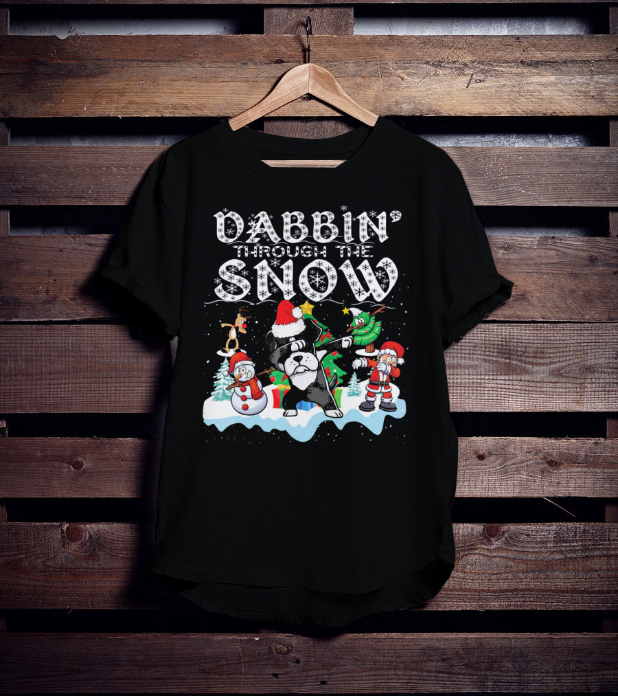 Dabbin' Through The Snow Rottweiler Christmas Santa Snowman Reindeer T-Shirt
