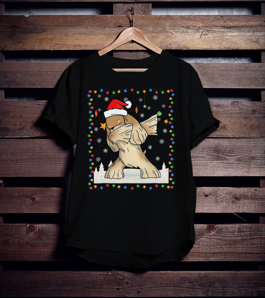 Dabbing Cocker Spaniel Santa Christmas Light T-Shirt