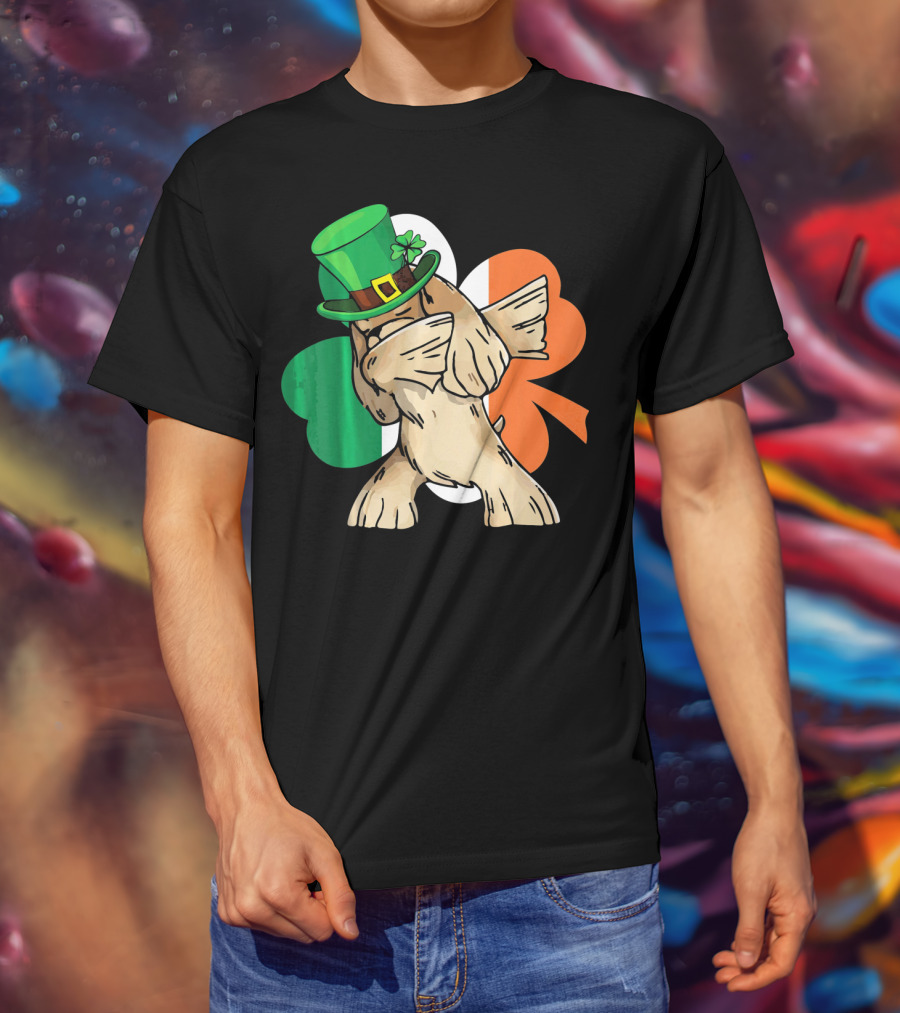 Dabbing Cocker Spaniel Irish Flag Shamrock St. Patrick's Day T-Shirt