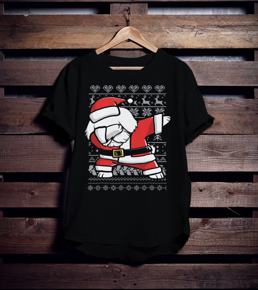 Maltese Santa Dab Reindeer Snowflakes Hearts Ugly T-Shirt