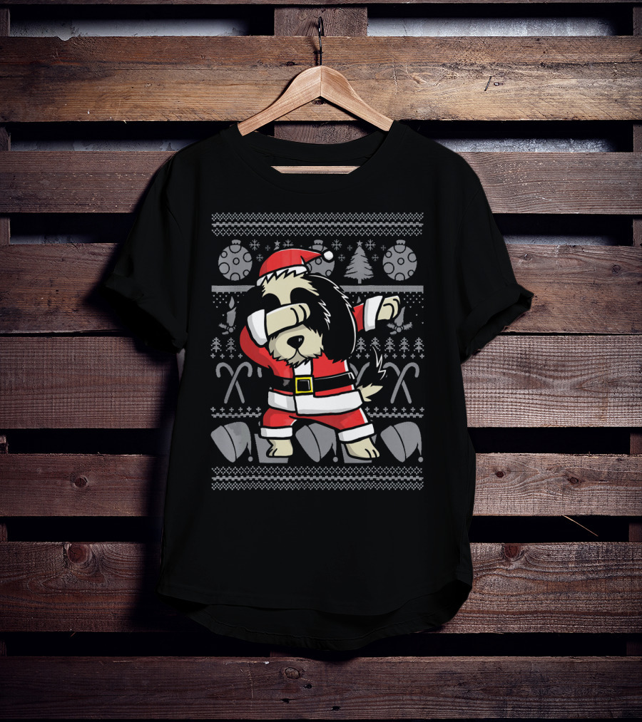 Santa Dabbing Shih Tzu Dog Ugly Christmas T-Shirt
