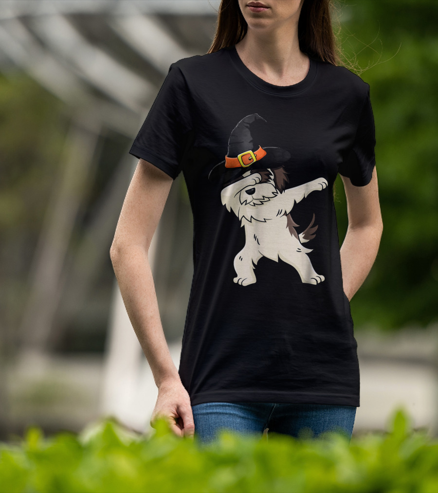 Dabbing Shih Tzu In Witch Hat Halloween T-Shirt