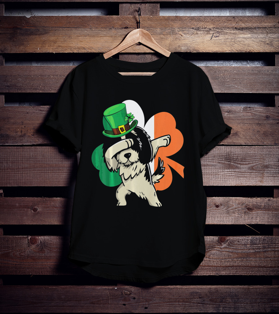 Dabbing Shih Tzu Shamrock Irish Hat Flag T-Shirt