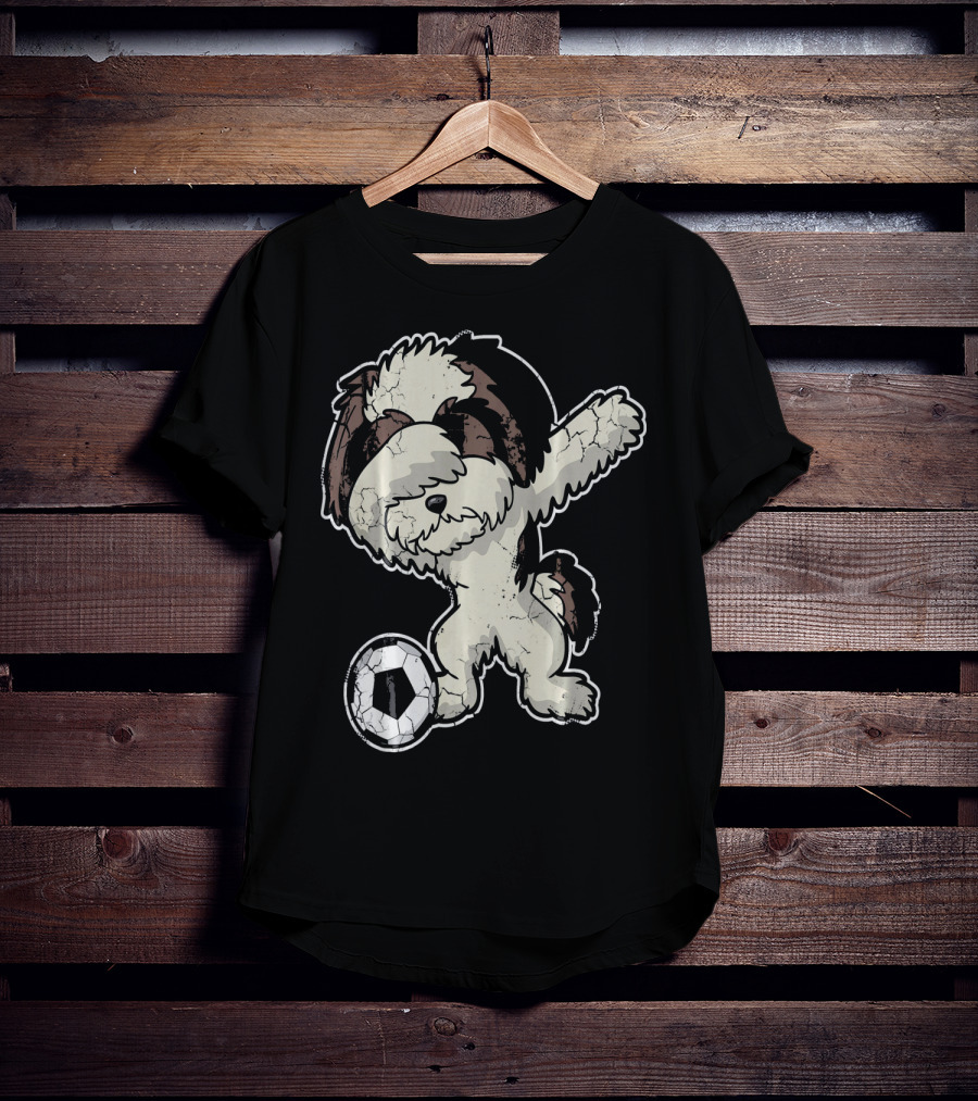 Dabbing Shih Tzu Soccer Dog With Ball T-Shirt