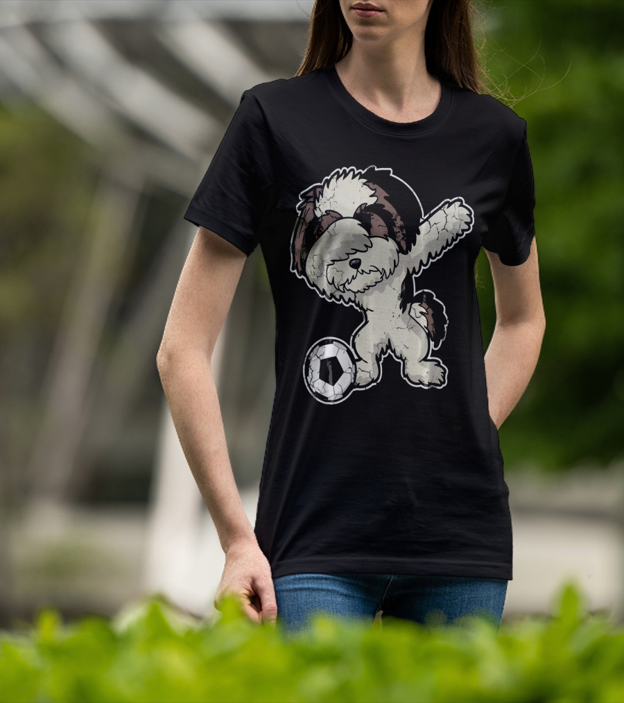 Dabbing Shih Tzu Soccer Dog With Ball T-Shirt