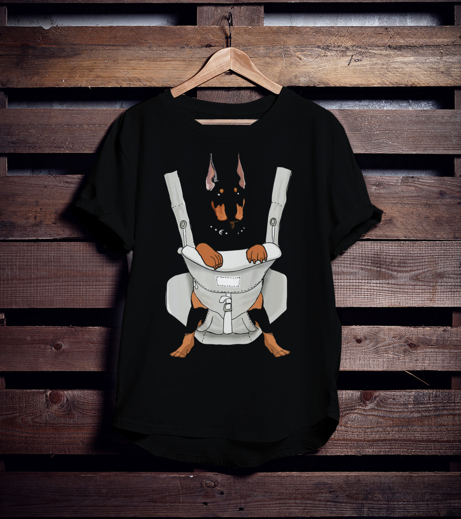 Carrier Doberman With Cartoon Baby Harness T-Shirt