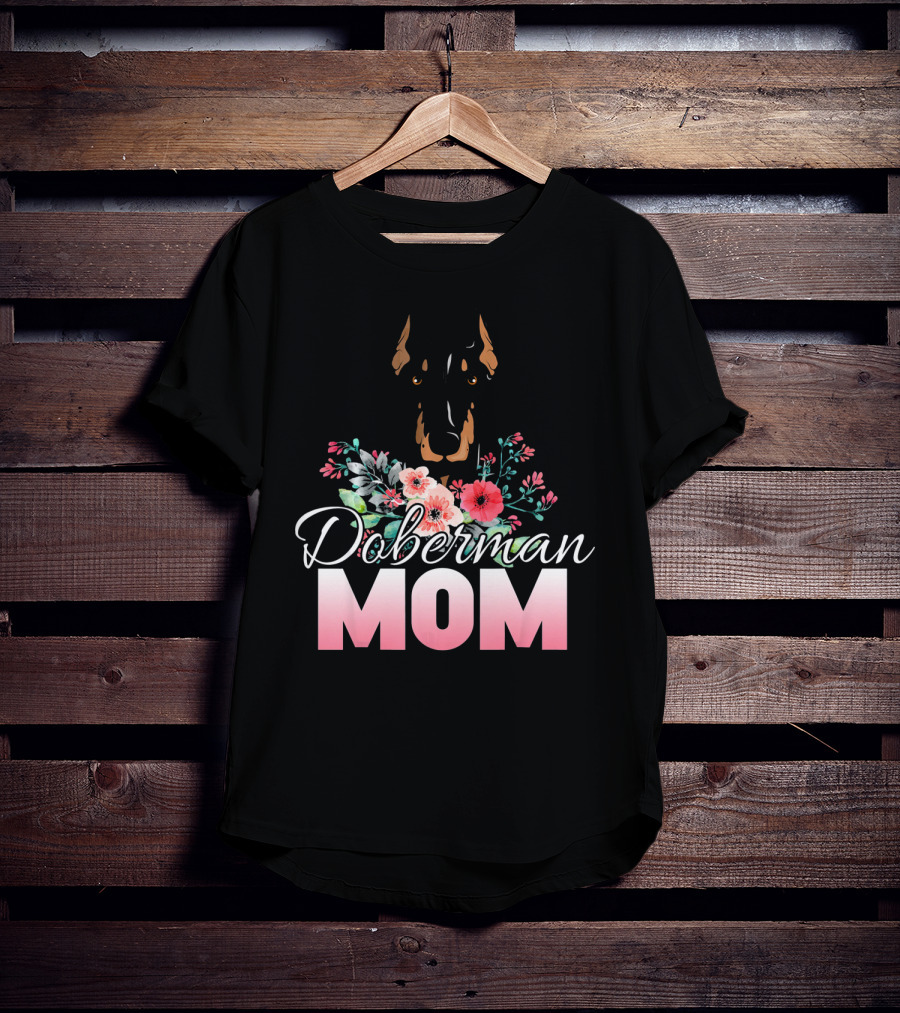 Doberman Mom Floral T-Shirt