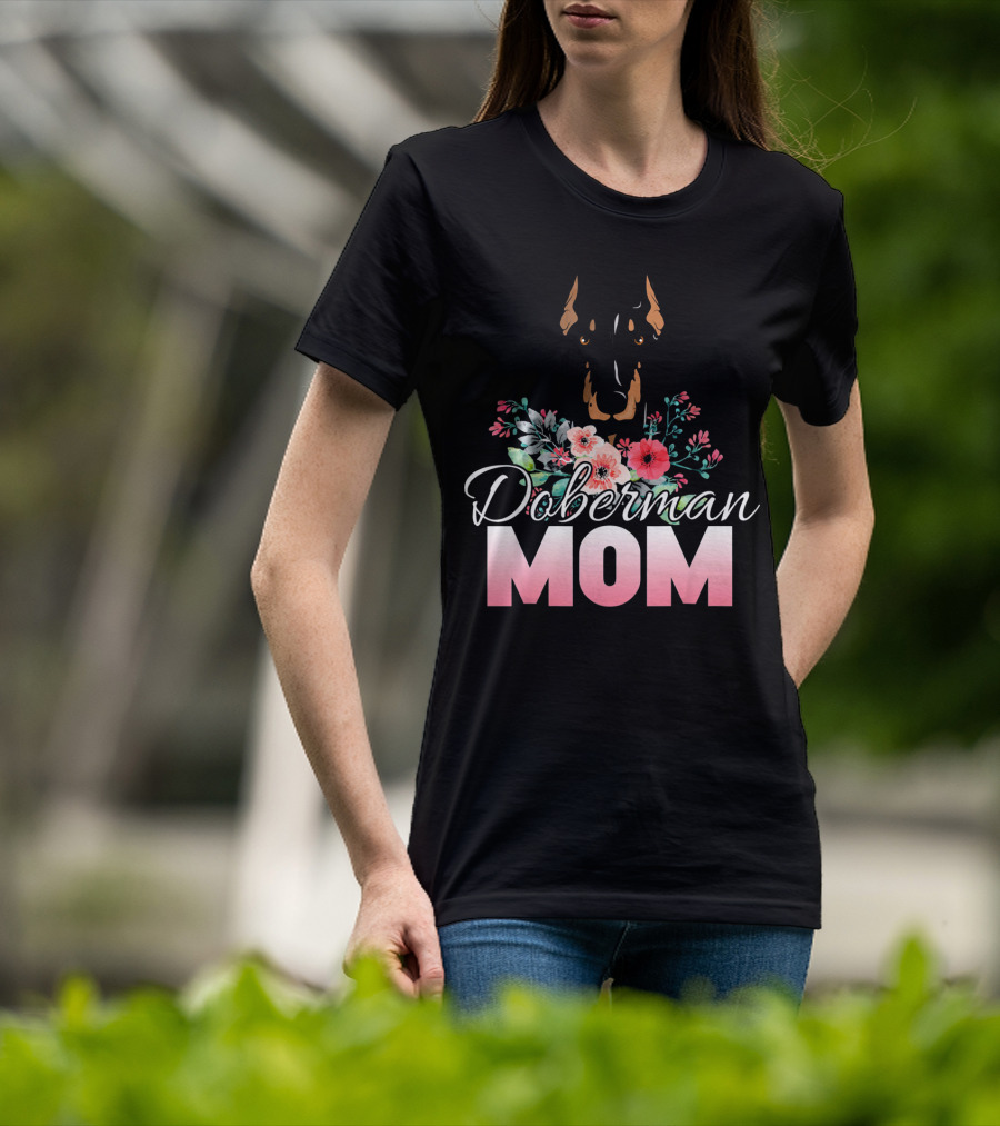 Doberman Mom Floral T-Shirt
