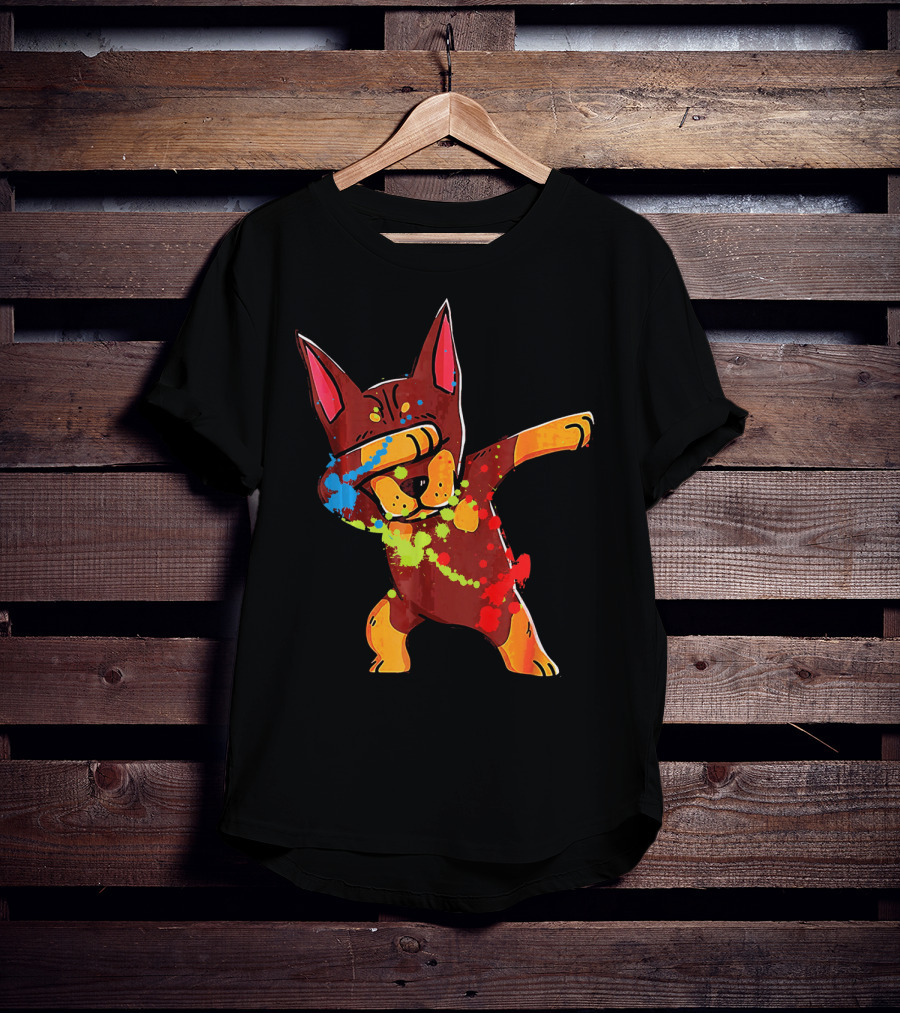 Doberman Pinscher Colorful Dabbing Funny Dab Dance T-Shirt
