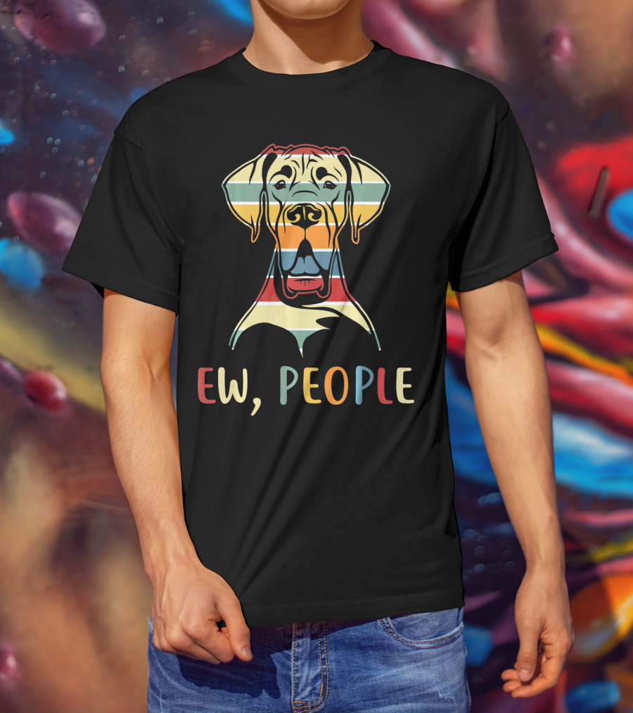 Ew People Funny Great Dane Striped Retro T-Shirt