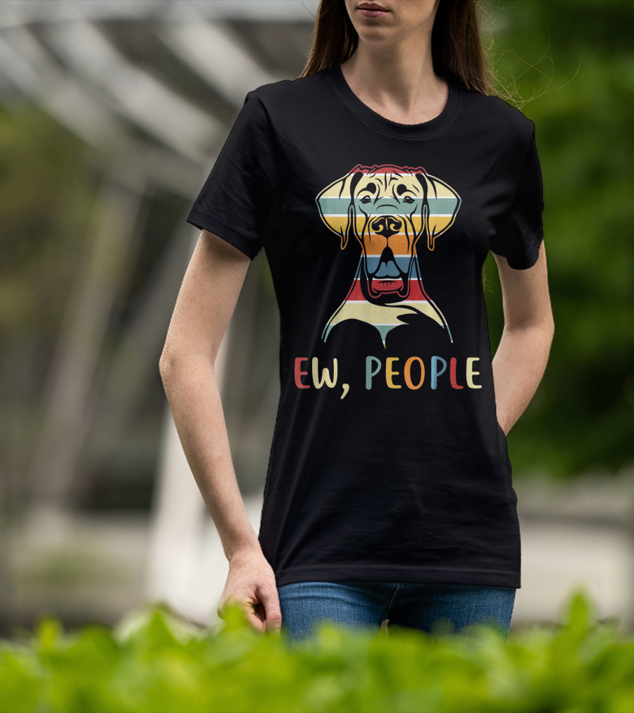 Ew People Funny Great Dane Striped Retro T-Shirt